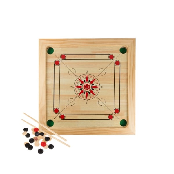 Carrom Board Game Classic Strike and Pocket Table Game with Cue Sticks, Coins, Queen for Adults/Kids